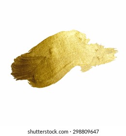 Gold Texture Paint Stain Illustration. Hand drawn brush stroke vector design element.