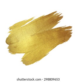 Gold Texture Paint Stain Illustration. Hand Drawn Brush Stroke Vector Design Element.
