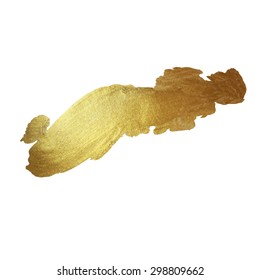 Gold Texture Paint Stain Illustration. Hand drawn brush stroke vector design element.