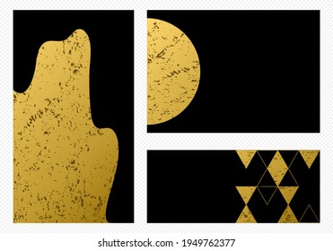 Textura de oro Set de Folleto de moda. Tarjeta gráfica brillante. Funda de plantilla de negocios moderna. Cubierta vectorial.