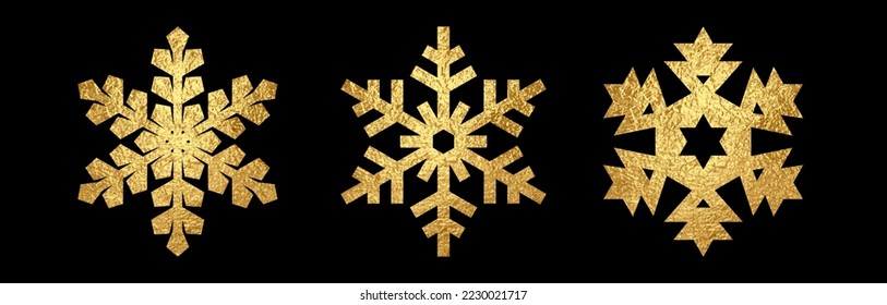 Goldene Textur, Vektorschneeflocken für Weihnachtshintergrund. Golden Luxus Vorlage für Cover Design, Flyer, Poster, Banner. Frohe Weihnachten! Frohes neues Jahr! Gold und Schwarz im Winter.	