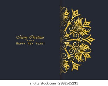 Gold textured flat style decodative vector abstract element for holiday cards . Greeting or invitation card. New Year  and Christmas theme.