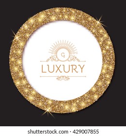 Gold Textured Frame. Shining Element. Luxury Design. Vector illustration