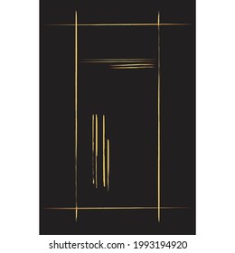 Gold textured lines on black background, vector