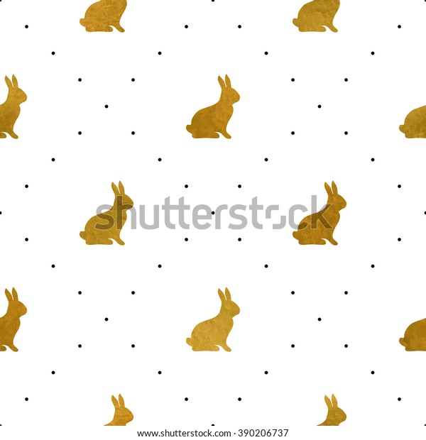 Gold Textured Rabbits Seamless Pattern  Stock Vector (Royalty Free