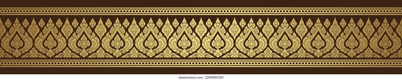 Gold thai art, buddhism temple element and background pattern decoration motifs for pillar pattern, flyers, poster, web, banner, and card concept vector illustration