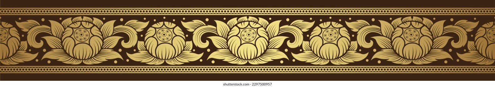 Gold thai art, buddhism temple element and background pattern decoration motifs for pillar pattern, flyers, poster, web, banner, and card concept vector illustration