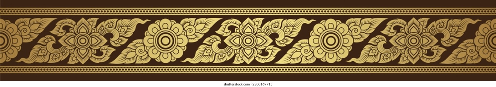 Gold thai art, buddhism temple element and background pattern decoration motifs for pillar pattern, flyers, poster, web, banner, and card concept vector illustration