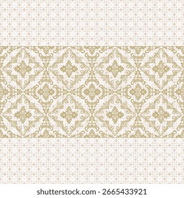 Gold Thai pattern on white flower Thai pattern for background, seamless pattern.