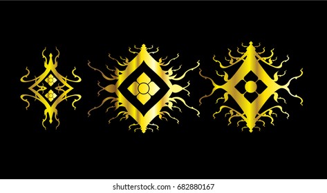 Gold Thai tradition art pattern, illustration design. vector