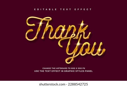 Gold thank you editable text effect template