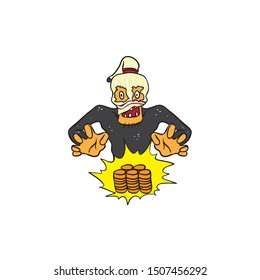 the gold thief cartoon character vector illustration