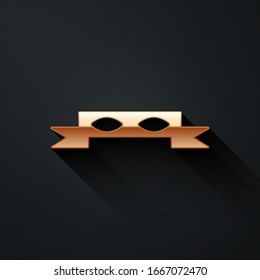 Gold Thief eye mask icon isolated on black background. Long shadow style. Vector Illustration