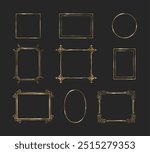 Gold thin frame. Luxury rectangle shape line border vector. Elegant square art deco boarder element for premium vintage design. Birthday or wedding chic and minimal ornament cadre with metal gradient