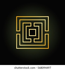 Gold thin line labyrinth icon - vector colorful maze sign in line style