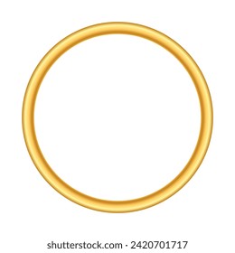 Gold thin round frame. Golden luxury circle logo. Realistic metallic border. Elegant premium emblem. Vector illustration eps10 isolated on white background.