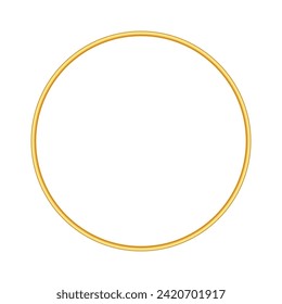 Gold thin round frame. Golden luxury circle logo. Realistic metallic border. Elegant premium emblem. Vector illustration eps10 isolated on white background.