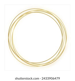 Gold thin round frame. Golden luxury circle logo. Realistic metallic border. Elegant premium emblem. Vector illustration eps10 isolated on white background.