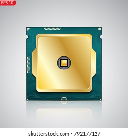 Gold thinking processor, working brain, cores