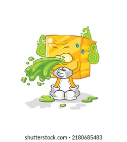 la caricatura de oro vomitando. vector de mascota de dibujos animados