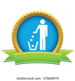 Gold throw garbage logo on a white background. Vector illustration
