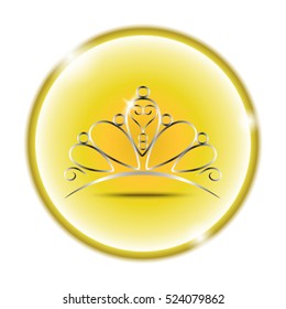 Gold tiara beautiful shining, vector illustration.