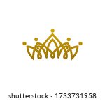 Gold Tiara Logo Vintage Elegant Illustration In Isolated White Background