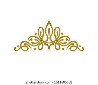 Gold Tiara Logo Vintage Elegant  Illustration In Isolated White Background