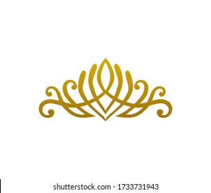 Gold Tiara Logo Vintage Elegant Illustration In Isolated White Background