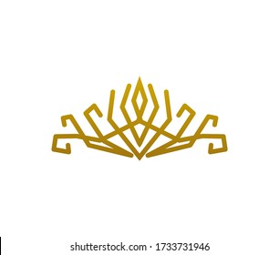 Gold Tiara Logo Vintage Elegant Illustration In Isolated White Background