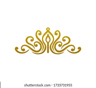 Gold Tiara Logo Vintage Elegant Illustration In Isolated White Background