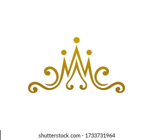 Gold Tiara Logo Vintage Elegant Illustration In Isolated White Background