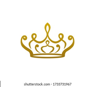 Gold Tiara Logo Vintage Elegant Illustration In Isolated White Background