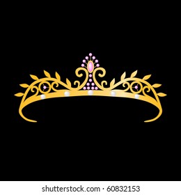 Gold tiara princess. Vector illustration