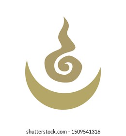 Gold Tibetan vector symbol for universe, moon and sun