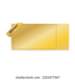 gold ticket blank template with ribbons vector illustration