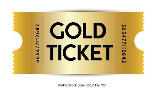 Gold ticket design. Retro ticket for cinema