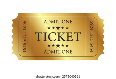 gold ticket exclusive flat vector design illustration