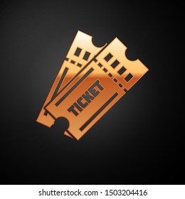 Gold Ticket icon isolated on black background.  Vector Illustration