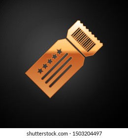 Gold Ticket icon isolated on black background.  Vector Illustration