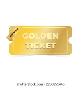 Gold ticket on a white background. Vector illustration. Eps 10.