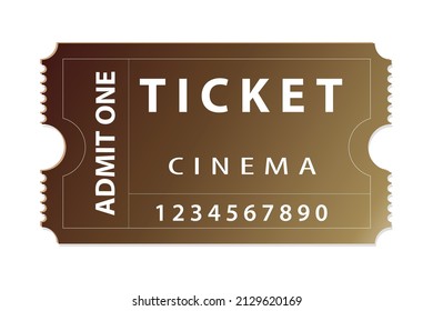 Gold ticket for one person on a colored background.  Vector stock illustration.