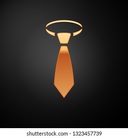 Gold Tie icon isolated on black background. Necktie and neckcloth symbol. Vector Illustration
