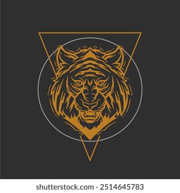 gold tiger design illustration vector for apparel, t shirt, print and others