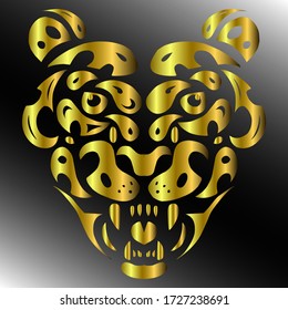 gold tiger logo. vector illustration of a tiger. white and black background