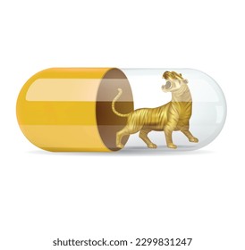 Gold tiger is packed in gold capsules.