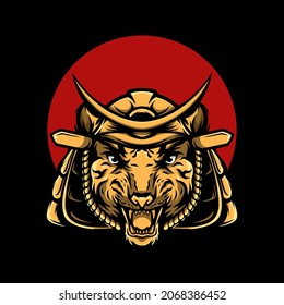 Gold Tiger Samurai Illustration Design