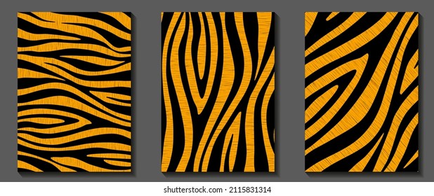 Gold tiger vector art luxury background for brochure, flyer, cards, poster, banner, and cover design. Premium luxury striped pattern. Gold and black modern safari pattern. Stripes. Decor.