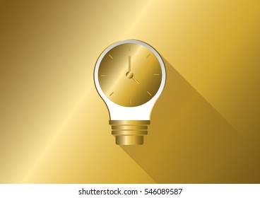 Gold time to idea background and idea icon.