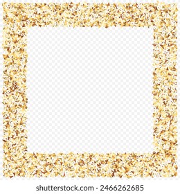 Gold Tinsel Falling Transparent Background. Transparent Particle Wallpaper. Golden Glow Isolated Design. Sequin Luxury Invitation.
